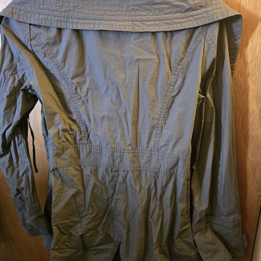 Olive Green Women's Lightweight Trench Coat - Picture 4 of 4